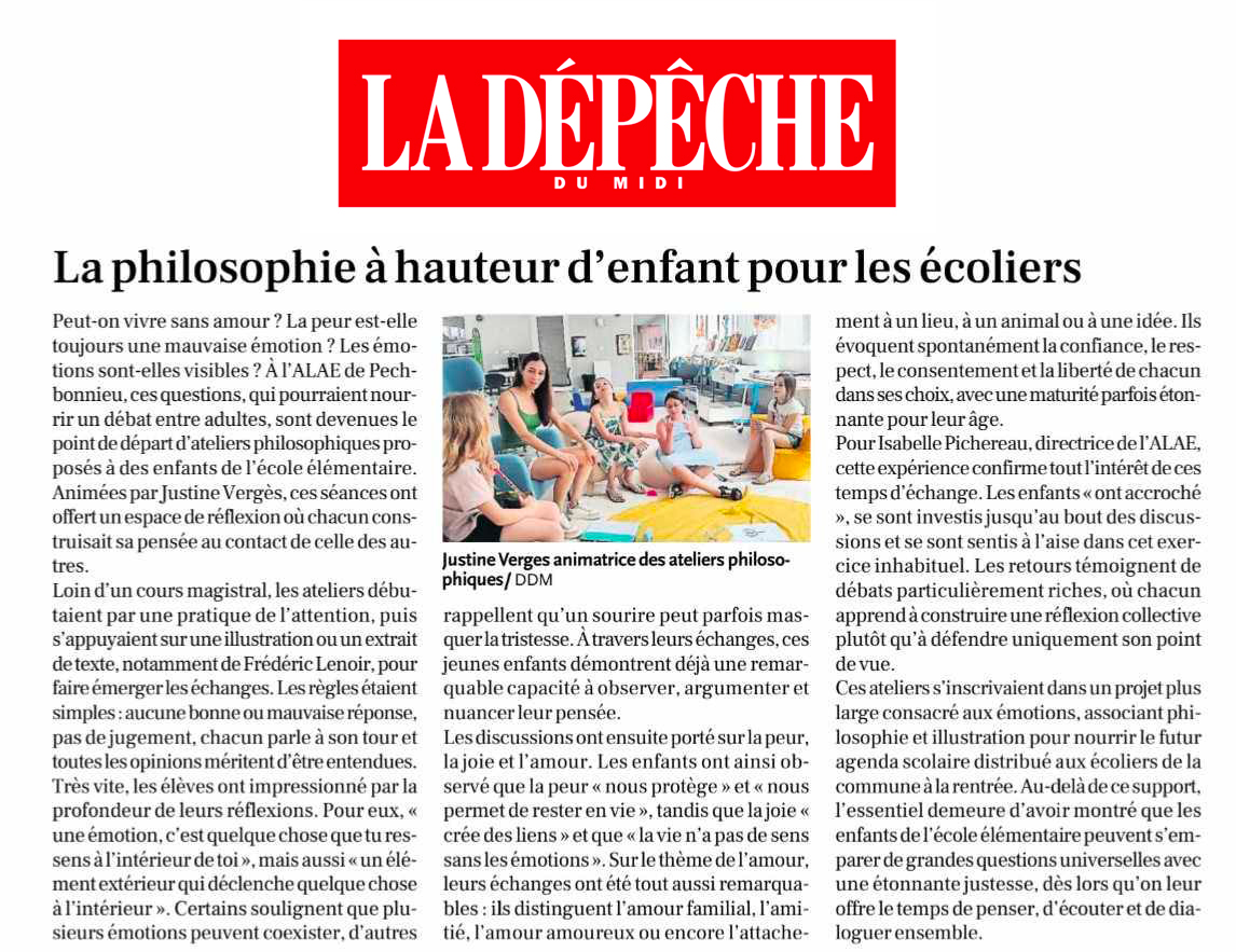 Atelier de philosophie pour enfants Toulouse